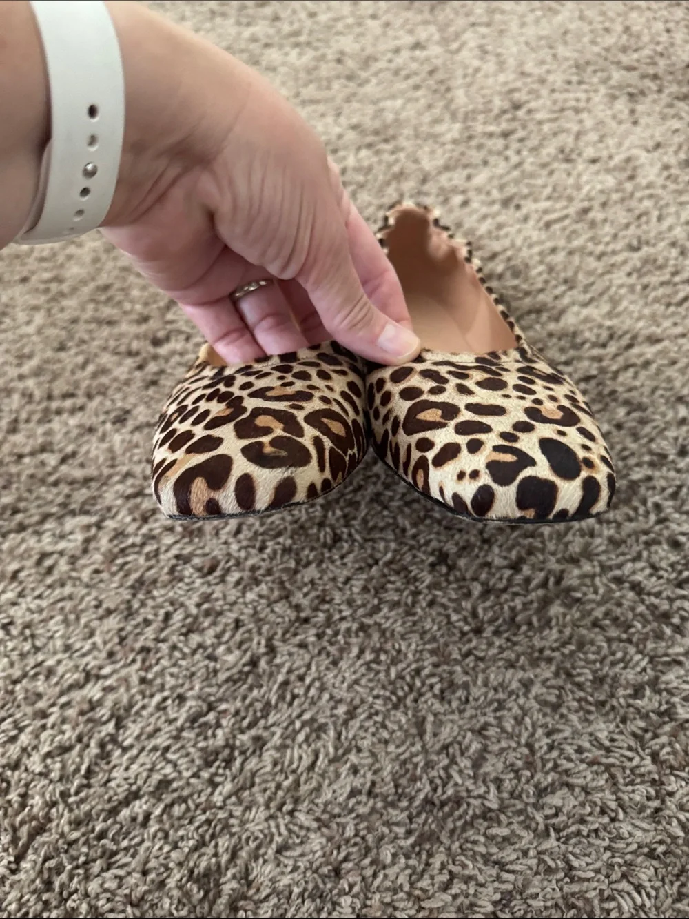 J.Crew Anya Scrunchie ballet flats in calf hair leopard print